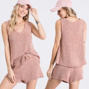 🔥LAST ONE🔥 Women's Knit Top And Bottom Set (DUSTY ROSE)